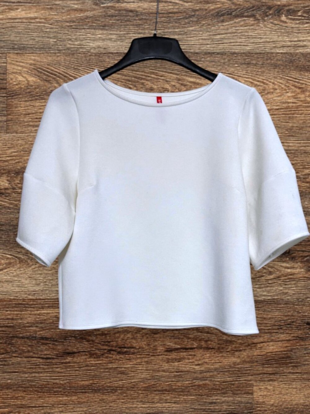 SPANX AirEssentials AirLuxe Puff Sleeve Top Powder White Size Large